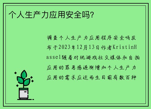 个人生产力应用安全吗？